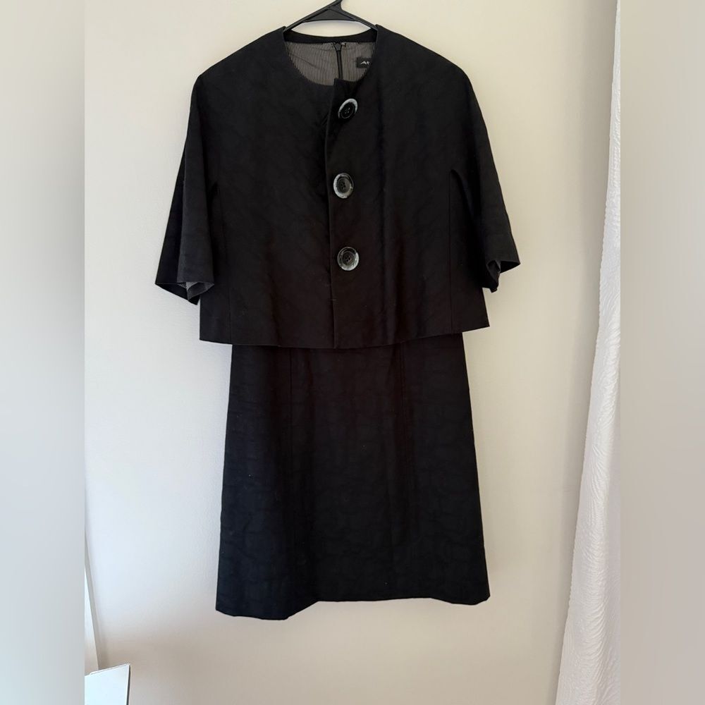 Atelier Black Two Piece Cropped Blazer and Sleeveless Dress with Pockets